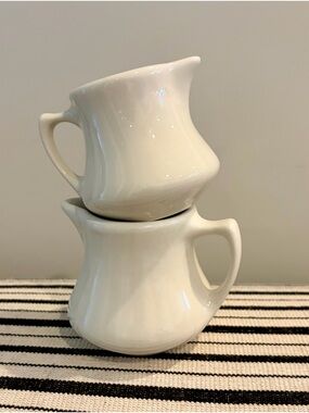 Pair of Vintage Hall Pottery Restaurant ware cream pitchers